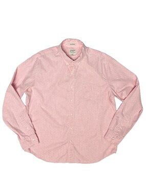 J. Crew Organic Cotton Slim Untucked Stretch Secret Wash Shirt XL Pink Polka Dot